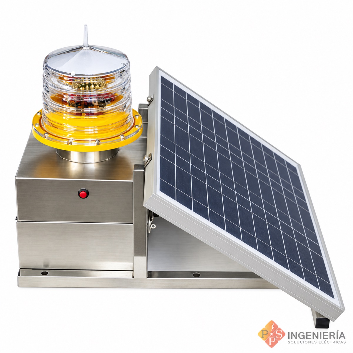 baliza-panel-solar-pps Baliza de obstrucción aérea con panel solar — PPS Ingeniería