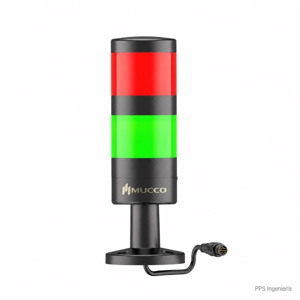Torre modular MUCCO serie 50 de 2 niveles — base de superficie, conector M12 de 8 pines - PPS Ingeniería