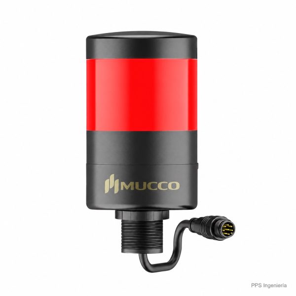 Torre modular MUCCO serie 50 de 1 nivel — fijación por tuerca, conector M12 de 8 pines - PPS Ingeniería